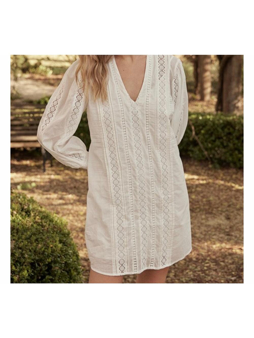 MOS The Label Botanic Fields Dress In Ivory White Eyelet Lace Womens Size US 6
